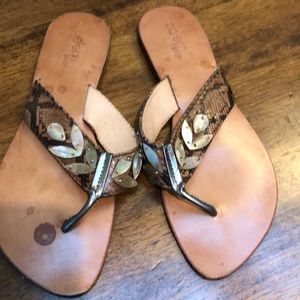Sandals with snakeskin mother pearl and then